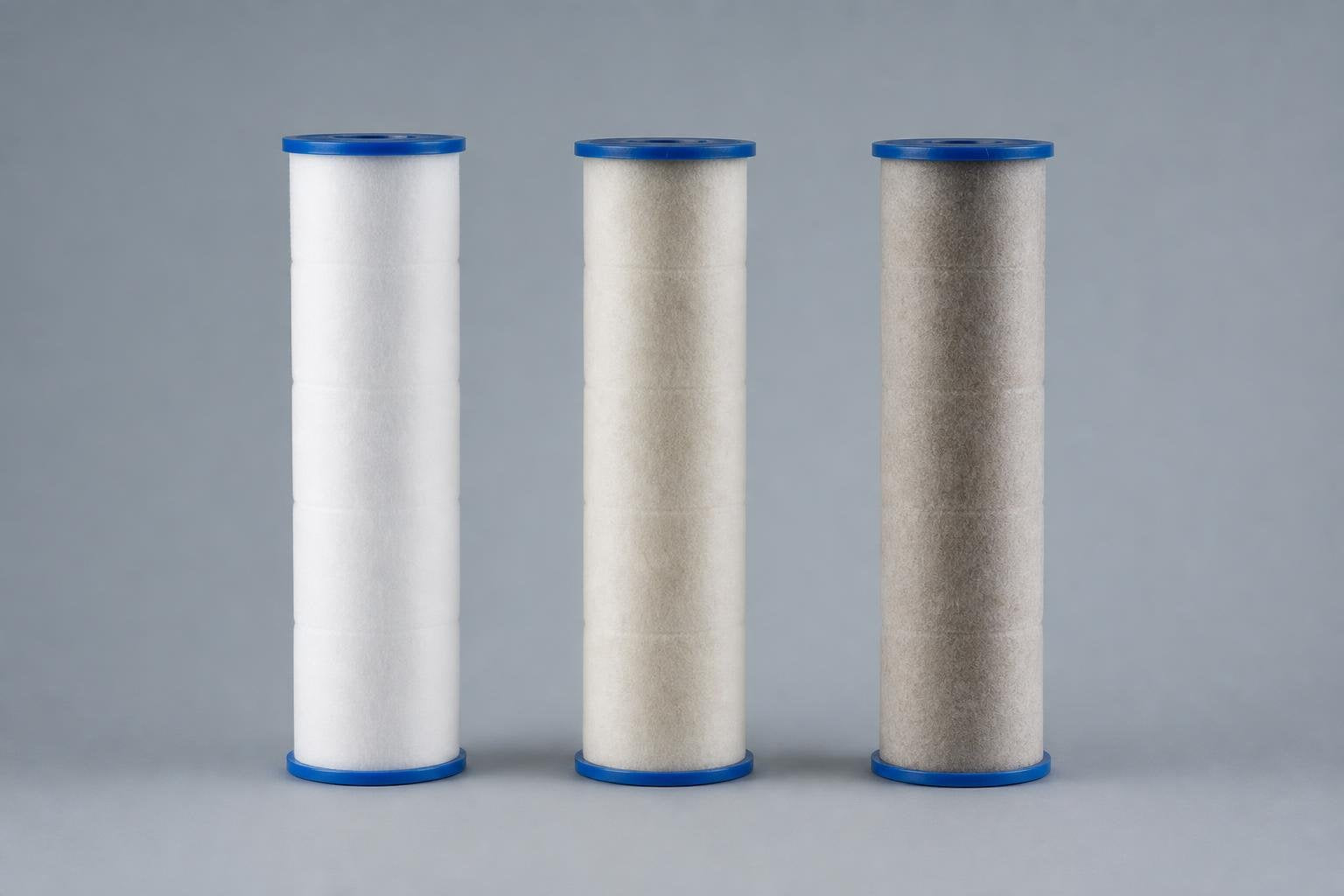 Parmun filter cartridges: new, after one month and after two months
